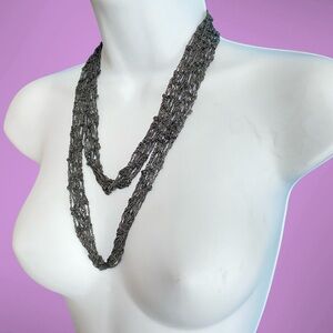 Black Chains Knitted Long Necklace